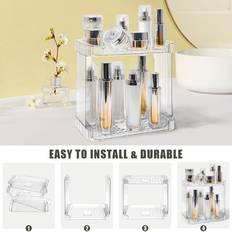 TENDER EPOCH Bathroom Counter Organizer Cosmetics Skincare Organizers Skincare Makeup Organizer Countertop Holder for Perfume-2 Tier-Clear - Image 4
